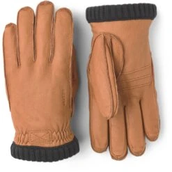 Hestra Deerskin Primaloft Rib Leren Handschoenen - Cork
