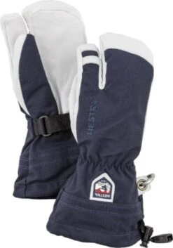 Hestra - Kid's Army Leather Heli Ski 3 Finger - Handschoenen Maat 4, Blauw/grijs